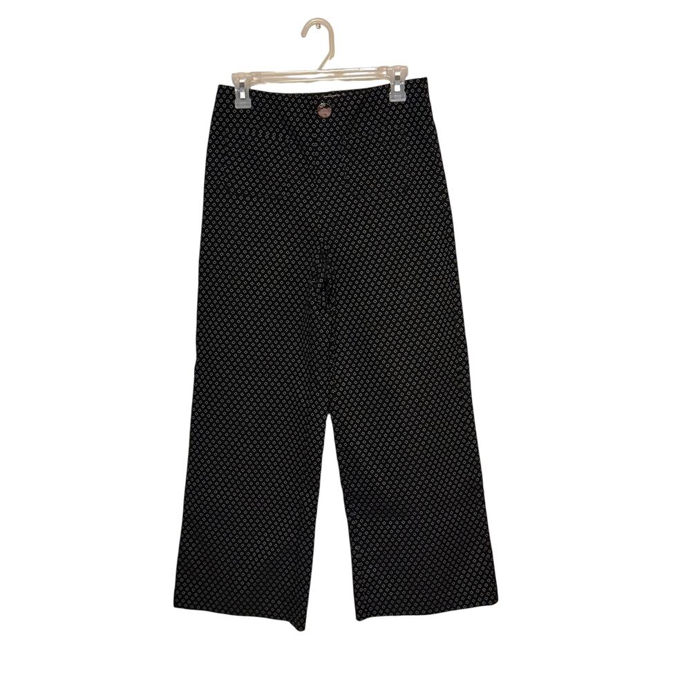 Black Geo Print Wide Leg Crop Pants Jules & Leopold S NWOT